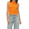 White + Warren Cotton Blend Ribbed Shell Sweater In Tangerine In Orange
