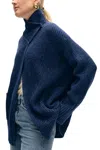 White + Warren Cotton Cashmere Blend Coatigan In Blue Marl In Multi
