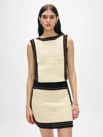 White + Warren Cotton Crochet Reversible Tie Tank Top In Black