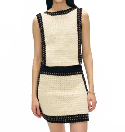 WHITE + WARREN COTTON CROCHET TIE TANK IN BLACK MULTI