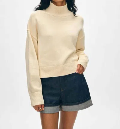 White + Warren Cotton Cropped Sweater In Ecru
