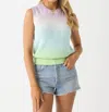 White + Warren Cotton Linen Dip Dye Shell Sweater Vest In Multi Combo In Blue