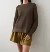 White + Warren Cotton Ribbed Crewneck Sweater In Deep Olive In Green