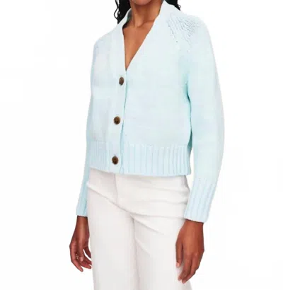 White + Warren Cotton Rope Button Cardigan In Aqua Cord In Blue
