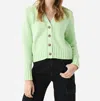 White + Warren Cotton Rope Button Cardigan In Lime Cord In Green