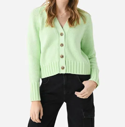 White + Warren Cotton Rope Button Cardigan In Lime Cord In Multi
