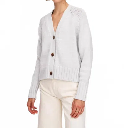 White + Warren Cotton Rope Button Cardigan In Pale Grey In White