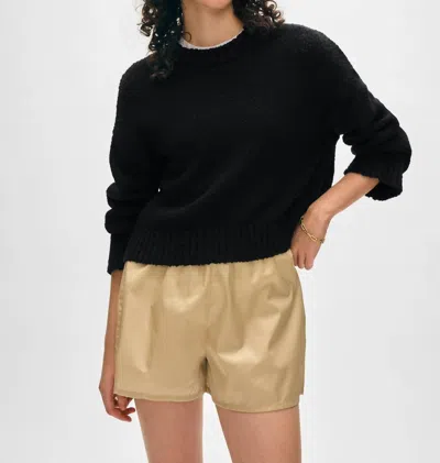 White + Warren Cotton Slub Easy Crewneck In Black