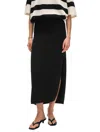 White + Warren Cotton Slub Slit Skirt In Black In Black