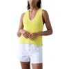 White + Warren Cotton Tape Sleeveless Ribbed V Neck In Sunbeam In Yellow