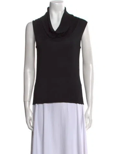 Pre-owned White + Warren Cowl Neck Sleeveless Top In Black