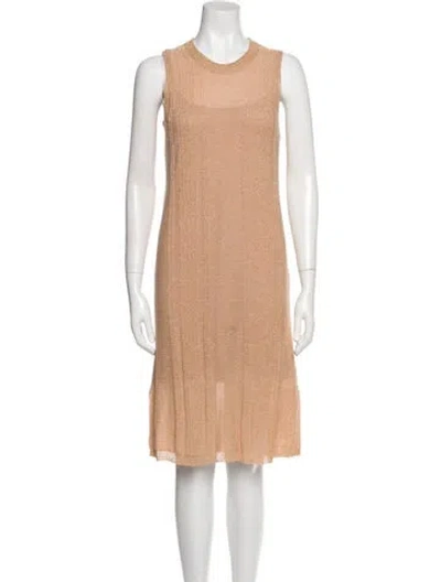 Pre-owned White + Warren Crew Neck Knee-length Dress In Neutral