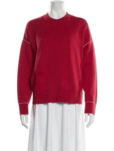 Pre-owned White + Warren Crew Neck Long Sleeve Sweatshirt In Red