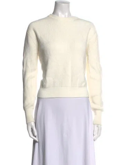 Pre-owned White + Warren Crew Neck Long Sleeve Sweatshirt In White