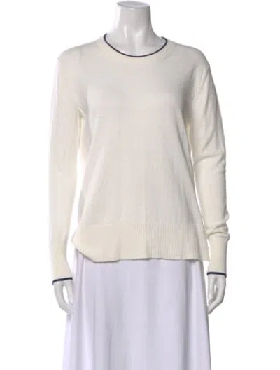 Pre-owned White + Warren Crew Neck Long Sleeve Sweatshirt In White