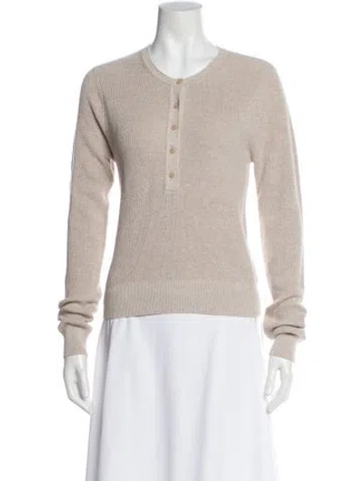 Pre-owned White + Warren Crew Neck Long Sleeve Top In Gray