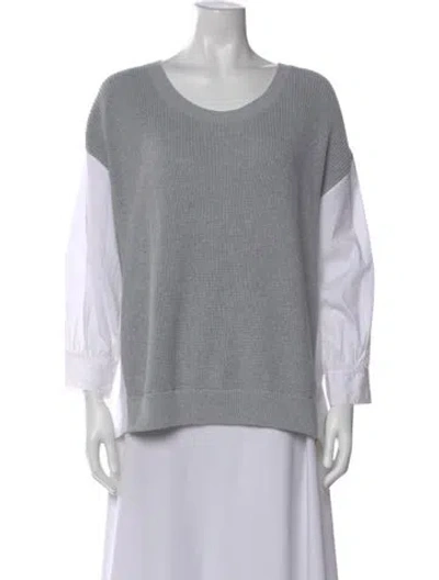Pre-owned White + Warren Crew Neck Long Sleeve Top In Gray