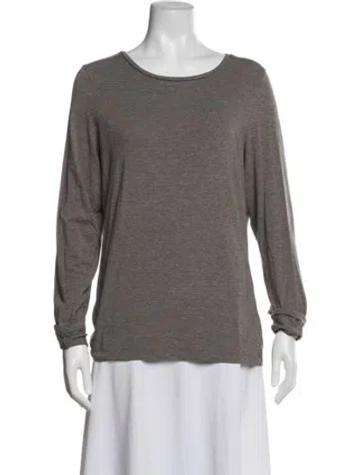 Pre-owned White + Warren Crew Neck Long Sleeve Top In Gray