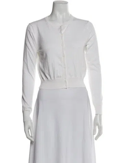 Pre-owned White + Warren Crew Neck Long Sleeve Top In White