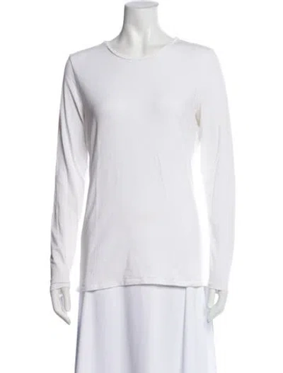 Pre-owned White + Warren Crew Neck Long Sleeve T-shirt In White