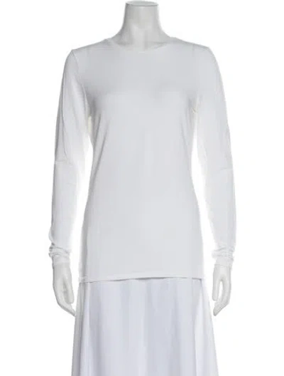 Pre-owned White + Warren Crew Neck Long Sleeve T-shirt In White