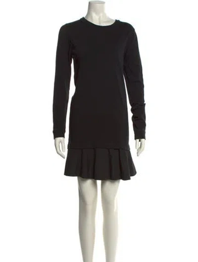 Pre-owned White + Warren Crew Neck Mini Dress In Black