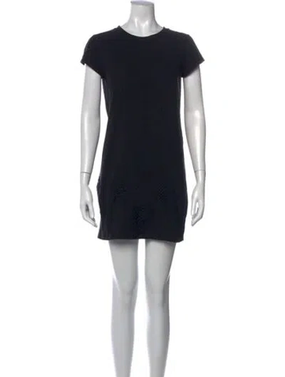 Pre-owned White + Warren Crew Neck Mini Dress In Black