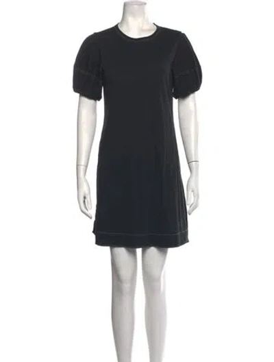 Pre-owned White + Warren Crew Neck Mini Dress In Black