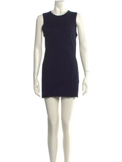 Pre-owned White + Warren Crew Neck Mini Dress In Blue
