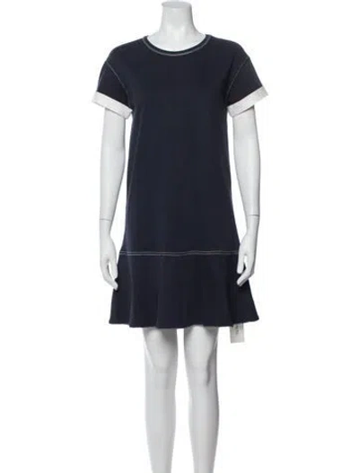 Pre-owned White + Warren Crew Neck Mini Dress In Multi