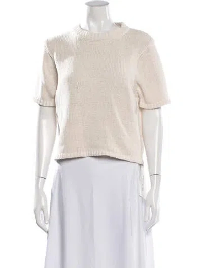 Pre-owned White + Warren Crew Neck Short Sleeve Top In Neutrals