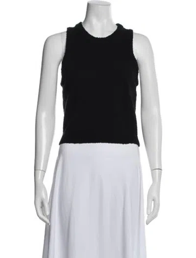 Pre-owned White + Warren Crew Neck Sleeveless Top In Black