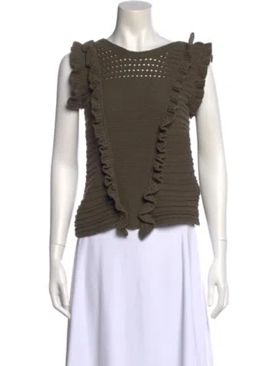 Pre-owned White + Warren Crew Neck Sleeveless Top In Green