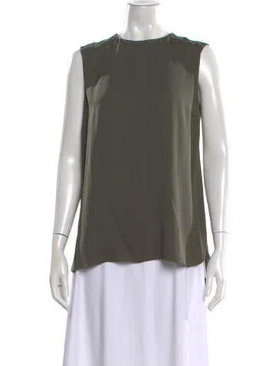 Pre-owned White + Warren Crew Neck Sleeveless Top In Green