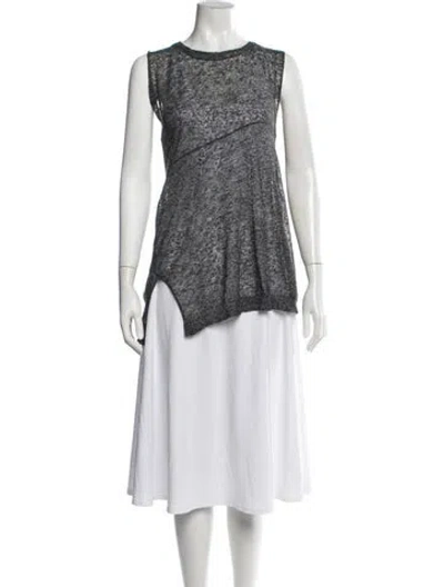 Pre-owned White + Warren Crew Neck Sleeveless Top In Grey