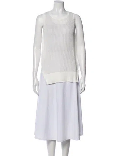 Pre-owned White + Warren Crew Neck Sleeveless Top In Neutral