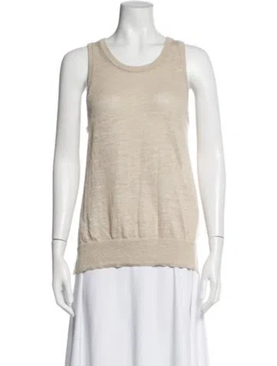 Pre-owned White + Warren Crew Neck Sleeveless Top In Neutral