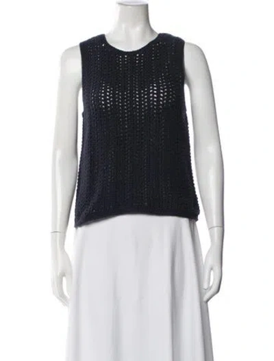 Pre-owned White + Warren Crew Neck Sleeveless Top W/ Tags In Grey/metallic/silver