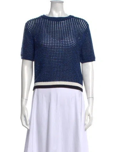 Pre-owned White + Warren Crew Neck Sweater In Blue/white