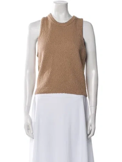 Pre-owned White + Warren Crew Neck Sweater In Brown