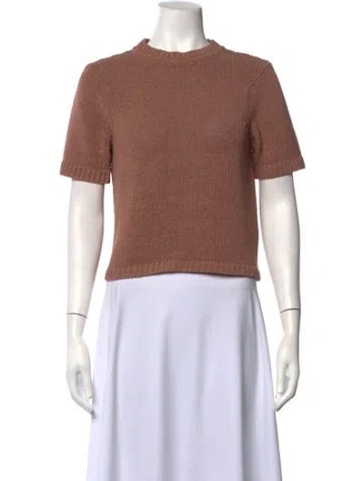 Pre-owned White + Warren Crew Neck Sweater In Brown