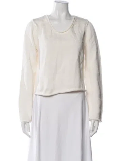 Pre-owned White + Warren Crew Neck Sweater In White