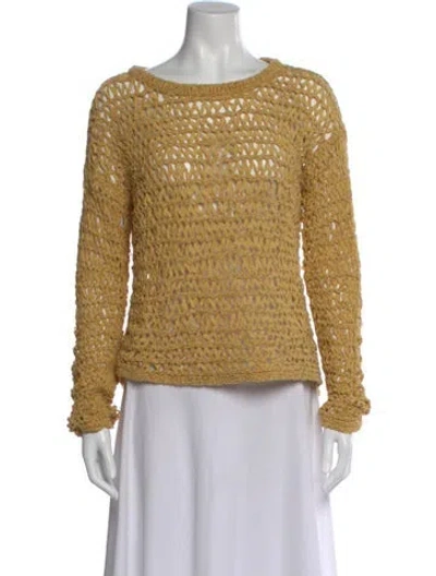 Pre-owned White + Warren Crew Neck Sweater In Yellow