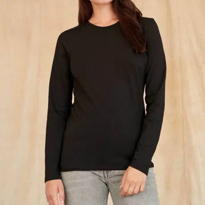 White + Warren Crew Neck Top In Charcoal In Black