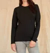 White + Warren Crew Neck Top In Charcoal In Black