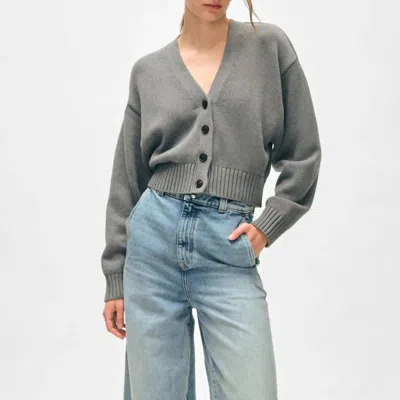 White + Warren Cropped Button Cardigan In Stone