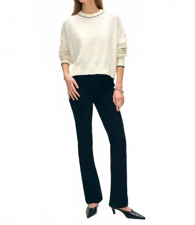 White + Warren Cropped Sweatshirt In White/ Deep Wave In Multi