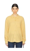White + Warren Embroidered Stitch Shirt In Mustard