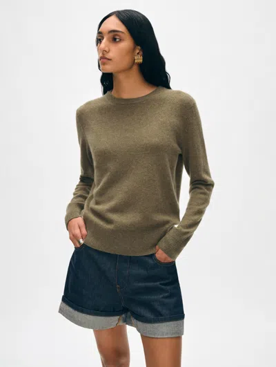 White + Warren Essential Cashmere Crewneck Top In Loden