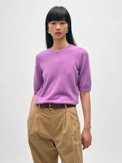 White + Warren Essential Cashmere T-shirt In Lilac Purple